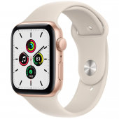 Apple Watch SE GPS 44mm Gold Aluminum Case with Starlight Sport Band (MKQ53) (Open Box)