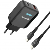 Senteo Z-03 20W USB+USB-C + Cable 1m Type-c to Type-c, Black