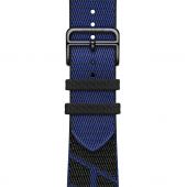 Ремінець Hermes Jumping Single Tour for Apple Watch 41|40|38 mm, Noir/Bleu Saphir (MJ5J3)
