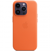 Apple Leather Case with MagSafe for iPhone 14 Pro, Orange (HC)