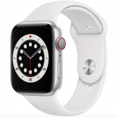 Б/У Apple Watch Series 6 GPS + Cellular 44mm Silver Aluminum Case w. White Sport B. (M07F3)