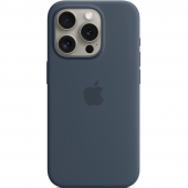 Apple Silicone Case with MagSafe for iPhone 15 Pro, Storm Blue (HC)