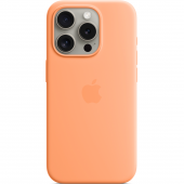 Apple Silicone Case with MagSafe for iPhone 15 Pro, Orange Sorbet (HC)