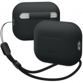 Elago Silicone Basic Case with Nylon Lanyard for Airpods Pro 2nd Gen, Black (EAPP2SC-BA+ROSTR-BK)