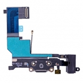 Шлейф заряджання та гарнітури (Flat Cable Charger Connector with HF) для iPhone SE Black Original