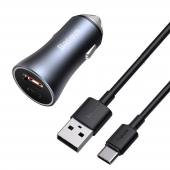 Baseus Golden Contactor Pro 40W 2USB with 1m Type C Cable Car Charger 5A, Black (TZCCJD-A0G)