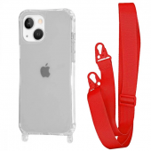 WAVE Clear Case with Strap iPhone 15, Red