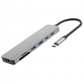 Proove Iron Link 7 in 1 (2*Type-C + 2*USB3.0 + HDMI + SD/TF), Silver