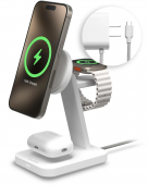 Mophie Snap+ Wireless 3-in-1 Qi2 Charge Stand, White
