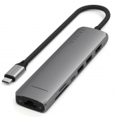 Satechi 7-in-1 USB-C Slim Multiport Adapter 4K with Ethernet Space Grey (ST-P7SM)