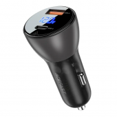Acefast B6 Metal USB + USB-C with Digital Display 63W, Transperent Black