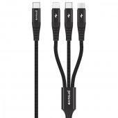 Proove Hydra 3 in1 Type-C + Micro USB + Lightning (1m), Black