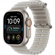 Apple Watch Ultra 4 Natural Titanium Case with Translucent Gray Ocean Band (MJAD4)