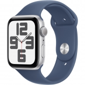 Apple Watch SE 2 GPS 44mm Silver Aluminium Case w. Denim Sport Band - M/L (MXER3) 2024