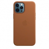Apple Leather Case with MagSafe for iPhone 12 Pro Max, Saddle Brown (MHKL3)