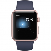 Часы Apple Watch Series 1 42mm Rose Gold Aluminum Case with Midnight Blue Sport Band (MNNM2)