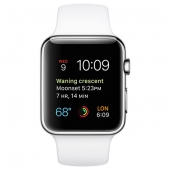 Часы Apple Watch Series 2 42mm Stainless Steel Case with White Sport Band (MNPR2)