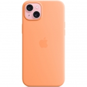 Apple Silicone Case with MagSafe for iPhone 15, Orange Sorbet (HC)