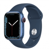 Apple Watch Series 7 LTE 41mm Blue Aluminum Case w. Abyss Blue Sport B. (MKHU3)