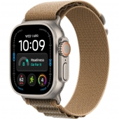 Apple Watch Ultra 4 Natural Titanium Case with Desert Alpine Loop - Medium (MJAF4)