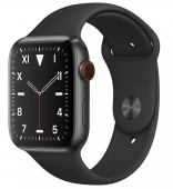 Б/У Apple Watch Series 5 GPS + Cellular 44mm Space Black Titanium Case with Black Sport Band (MWR52) 