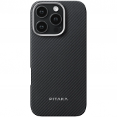 Pitaka Ultra-Slim Case Classic Twill 600D for iPhone 16 Pro Max, Black/Grey (KI1601PMA)