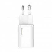 Baseus Super Silicone Quick Charger 20W (Type-C) + With Cable Type-C to Lightning, White (TZCCSUP-B02)