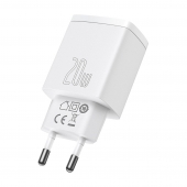 Baseus Compact Quick Charger 20W QC+PD(Type C+USB), White