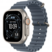 Apple Watch Ultra 3 GPS + LTE, 49mm Natural Titanium Case with Anchor Blue Ocean Band (MEWH4)