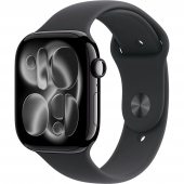 Apple Watch Series 11 GPS, 42mm Jet Black Aluminum Case with Black Sport Band (S/M) (MEQT4)