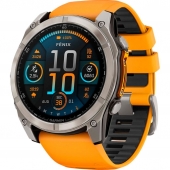 Garmin Fenix 8 51mm AMOLED Sapphire Titanium w. Spark Orange/Graphite Silicone Band (010-02905-10/11/53)