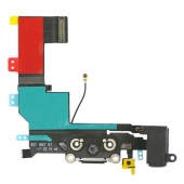 Шлейф зарядки і гарнітури (Flat Cable Charger Connector with HF) для iPhone 5S Black Original