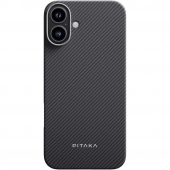 Pitaka Ultra-Slim Case Classic Twill 600D Black/Grey for iPhone 16 (KI1601A)